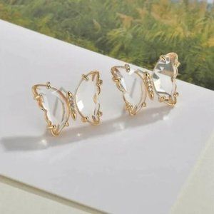 Gold Clear Butterfly Earrings